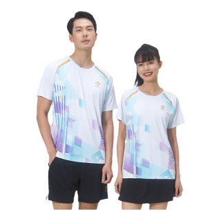 薰风（KUMPOO）2024羽毛球服 男女同款速干透气熏风中性文化衫休闲运动短袖 KW-4003 白色 M