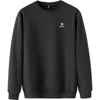 CAMEL骆驼圆领长袖套头卫衣男2024秋冬时尚宽松薄款休闲运动上衣女 J13CAY6063，幻影黑，男 XL