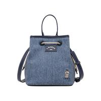 Teenie Weenie水桶包女生斜挎单肩包包TW小熊手提包包通勤包女 2025年女包 牛仔蓝/0354SS03BU02