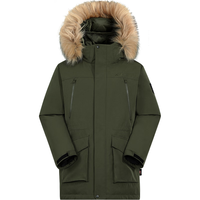 Pioneer Camp 拓路者 雪熊P棉派克棉服男中长款毛领连帽冬季新款保暖男士外套棉衣加厚 黑色