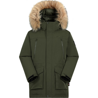 Pioneer Camp 拓路者 雪熊P棉派克棉服男中长款毛领连帽冬季新款保暖男士外套棉衣加厚 藏青