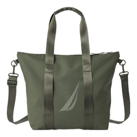 NAUTICA诺帝卡斜挎托特包男士大容量单肩背包旅行通勤笔记本电脑手提包 灰绿色