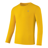 必迈（bmai）魔方速干长袖高弹力马拉松跑步运动套头衫柔软吸湿长袖T恤 银杏黄 【男】L码