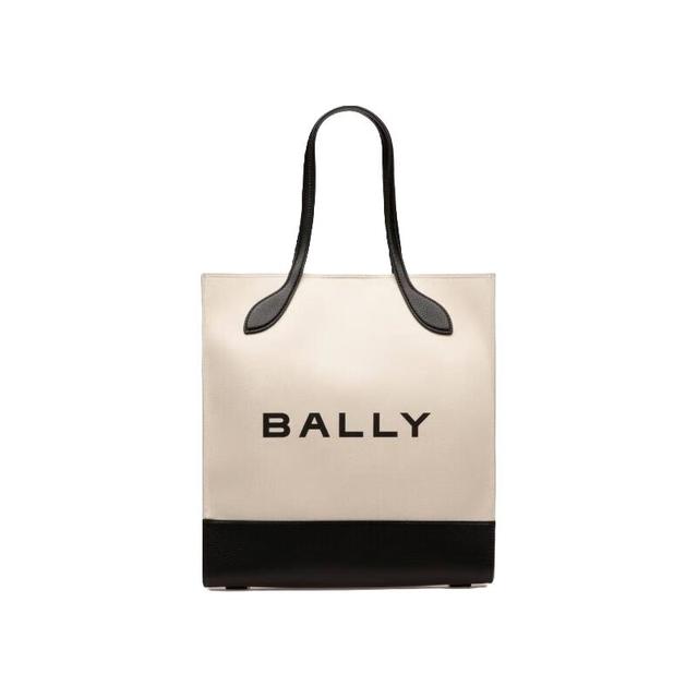 BALLY 【通勤帆布单肩包】女士Bar托特包 自然色/黑色 竖版 6304517