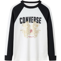 Converse【龙年系列】匡威儿童装2024新年CNY男童中大童拼接长袖运动T恤 羽白色 1