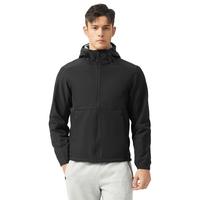 90分 男装户外休闲加绒保暖防泼水7A抗菌耐磨连帽软壳衣夹克外套 黑色 4XL