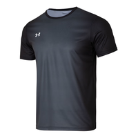 安德玛（UNDERARMOUR）短袖男装 25夏季训练透气运动服圆领休闲球衣快干T恤男 运动快干/黑色/店长 L (175/96A)