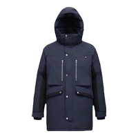 君羽户外羽绒服男中长款拼色时尚加厚白鹅绒服SC63029 深蓝-黑色 XL