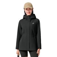 伯希和（Pelliot）户外软壳衣女款冲锋服防风防水登山服中长款收腰旅行休闲运动风衣 曜石黑 M【150-175】【90-125斤】