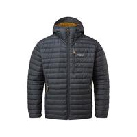 Rab 男士700篷修身连帽户外运动休闲轻质疏水抗撕羽绒服467g QDB-12 黑/石墨灰 M