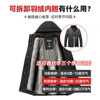 杉杉SHANSHAN90鹅绒男2025冬季一衣三穿加厚保暖可拆卸连帽男休闲羽绒外套 咖色 L /175