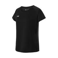 UNDER ARMOUR圆领针织速干运动休闲半袖女子T恤衫 黑色 L