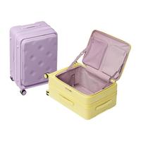 不莱玫 侧开盖行李箱大容量多功能商务拉杆箱男女出差旅行登机箱