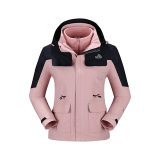 伯希和（Pelliot）【山色】冲锋衣三合一男女秋冬硬壳外套登山服冲锋衣12040106粉2X 【女】樱花粉 XXL