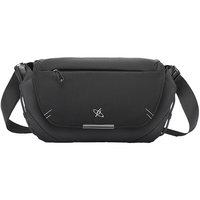 光影行星(GYXX)斜挎包男女单肩背包机能胸包运动休闲通勤潮大容量平板邮差包 曜夜黑 小号-保护7.9寸平板