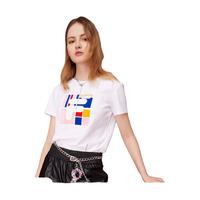 FILA 女装女士短袖T恤夏季休闲运动内搭t恤运动上衣 标准白-F11W118151F M （165/84A/M）