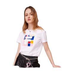 FILA 女装女士短袖T恤夏季休闲运动内搭t恤运动上衣 标准白-F11W118151F M （165/84A/M）