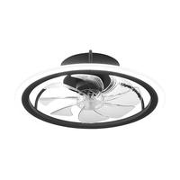 雷士 NVC Lighting 吊扇灯具电扇灯吸顶灯带风扇 客厅餐厅卧室灯 北欧简约冬夏两用 【全光谱】皎月黑36W丨智控摇头