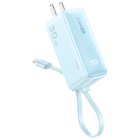 ANKER安克三合一充电宝自带线插头器5000毫安大容量30W快充移动电源能量棒 适用苹果华为手机笔记本 蓝 【三合一】自带插头|自带线|蓝