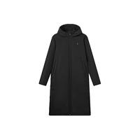 乔丹QIAODAN棉服男外套保暖连帽长款棉衣休闲运动服 黑色 165/S