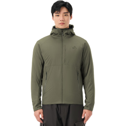 伯希和 Primaloft金标P棉服男24户外轻薄保暖防风连帽外套秋 灰湖绿|60G金标P棉 L