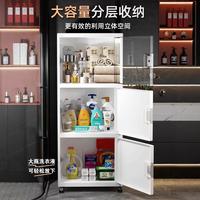 卫生间浴室收纳柜厕所马桶侧边多层落地置物架洗手间储物柜子 豪华款【灰色】三层