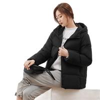 鸭鸭羽绒服鸭鸭(YAYA)羽绒服冬季女冬小个子2024年加厚短款面包服连帽休闲外套 黑色 M