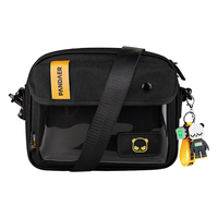 魅族潮流斜挎包单肩包斜肩跨差包胸包女士男大腰包手机小背包 黑色+挂件