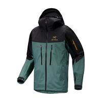 始祖鸟（ARC’TERYX）CTERYX男士冲锋衣 ALPHA SV 阿尔法系列加强版防风雨登山夹克外套 黑绿金标 Dark Magic XS