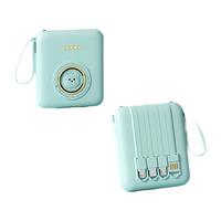 倍特源 BTONE自带四线20000毫安时充电宝超大容量可爱卡通迷你小巧超薄快充移动电源适用华为苹果小米安卓手机 淡绿熊【自带线+国产电芯】提速999%