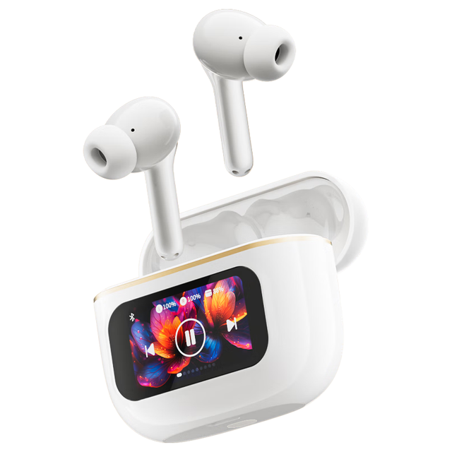 QQ音乐 无线蓝牙耳机全彩智能主动降噪蓝牙5.4低延迟游戏ET66 白色