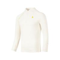 必迈男女秋季跑步魔方保暖长袖透气排湿超轻薄绒半拉链运动卫衣 玄米白 男 3XL