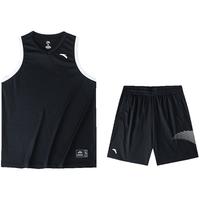 速干篮球套装夏季男子比赛球衣套装速干宽松无袖美式篮球服透气衣