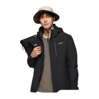 诺诗兰羽绒三合一冲锋衣户外防泼防水透湿保暖徒步登山服 纯黑色 180