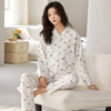 曼妮朵女款纯棉月子服睡衣女春秋长袖产后套装坐月子吸汗哺乳家居服 Y8789-4 小狗【7A抑菌+固定胸垫】 M码体重80-100斤