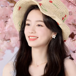 小清新贝壳花朵耳环女生夏天甜美可爱耳钉小众设计感气质纯银耳饰