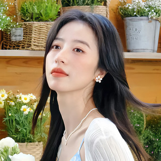 小清新贝壳花朵耳环女生夏天甜美可爱耳钉小众设计感气质纯银耳饰