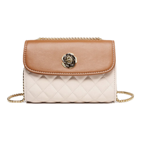 CHEARLY KITITY包包女包大容量女士斜挎单肩包时尚百搭小方包 CK3000459-米白拼卡其