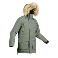 迪卡侬 男防风防水外套户外加厚保暖棉衣运动棉服派克大衣SH500 SH900 男款-卡其灰-SH900 S