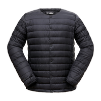 君羽户外羽绒服800蓬白鹅绒圆领超轻内外穿鹅绒夹克可收纳E52105 黑色-男款 M