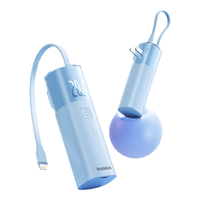 倍思 三合一充电宝充电器自带线 20W双向快充带插头 迷你便携能量堆Air 适用于苹果小米华为手机 星海蓝