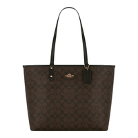 COACH 蔻驰 女士敞口PVC配皮单肩手提托特包36658 IMAA8 深棕色 大号