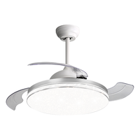 雷士 NVC Lighting风扇灯不锈钢开叶吊扇灯现代简约客厅餐厅变频电机三色光六档风