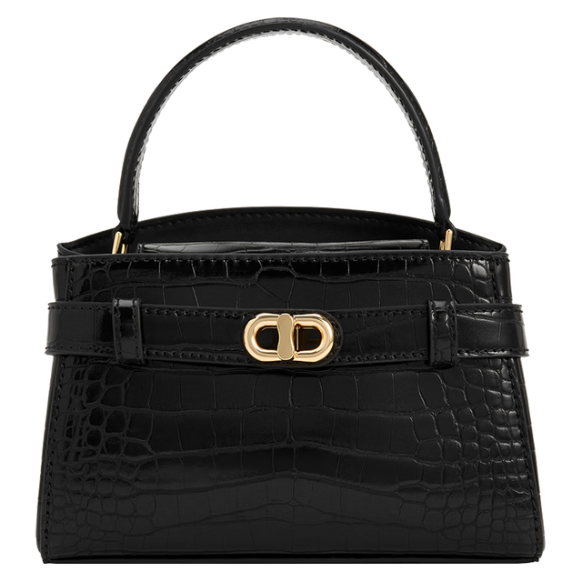 CHARLES & KEITH CHARLES&KEITH23冬鳄鱼纹凯莉包手提包斜挎包女CK2-50270880-1 Black黑色 S