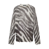 MO&Co.毛衣2025冬含马海毛绵羊毛斑马纹细闪珠片宽松落肩MBE4SWTT14 黑白斑马纹色 L /170