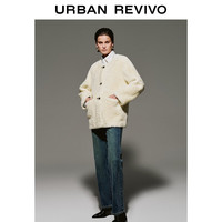 UR2025冬季女装气质毛绒感牛角扣圆领外套UWM150121 米白 L