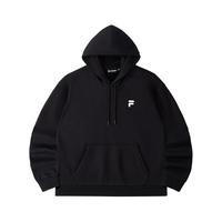 FILA FUSION斐乐潮牌款连帽卫衣2024秋宽松休闲针织上衣加绒 正黑色-BK 同款 M 170/92A