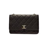 中古Chanel/香奈儿97新女款woc深棕色牛皮手拿单肩包24开