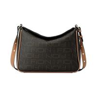 菲安妮（FION）单肩包经典印花字母百搭轻奢斜跨女包 新年 啡/驼