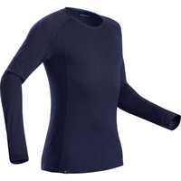 迪卡侬美利奴羊毛衫男保暖衫T恤保暖上衣透山地徒步户外上衣FOR1深蓝色L/180-2487368